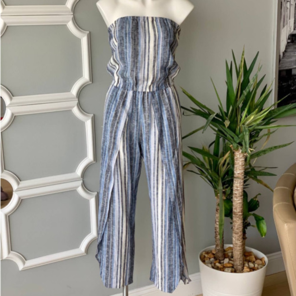 Drew Women's Strapless Linen Striped Jumpsuit